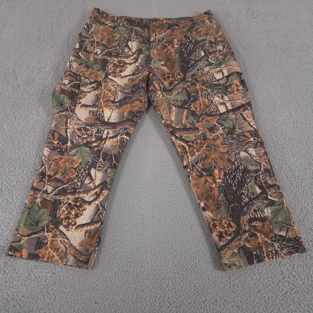 Cabelas Pants Mens 44x30 Camo Seclusion 3D Straight Cargo Fleece Hunting VTG 90s